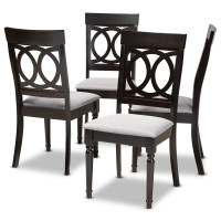 Baxton Studio RH333C-Grey/Dark Brown-DC Lucie Modern and Contemporary Grey Fabric Upholstered Espresso Brown Finished Wood Dining Chair Set of 4